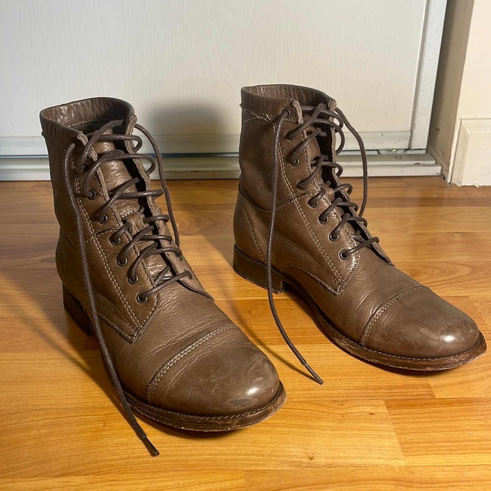 FRYE Erin Workboot Grey Combat Boots